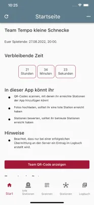 Screenshot der Startseite der App