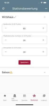 Screenshot der Stationsbewertung in der App