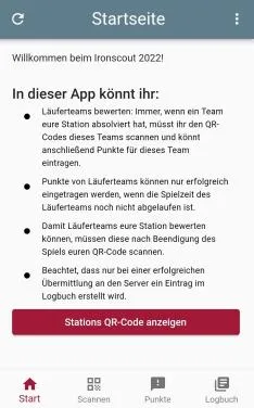 Screenshot der Startseite der App